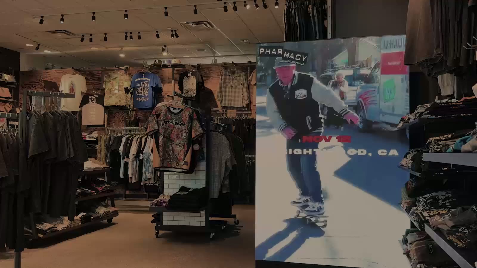 Full-height Hudson Pictures LED video wall inside Pharmacy Boardshop