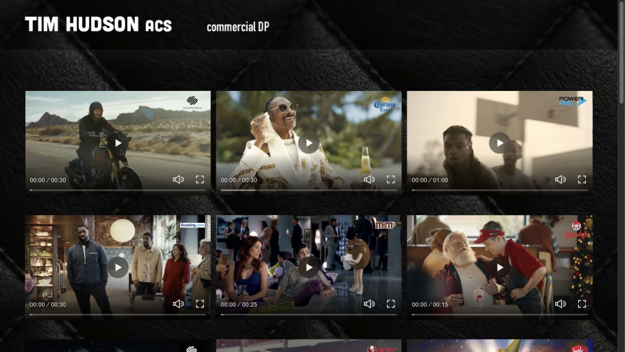 A selection of television commercials from cinematographer Tim Hudson ACS's reel